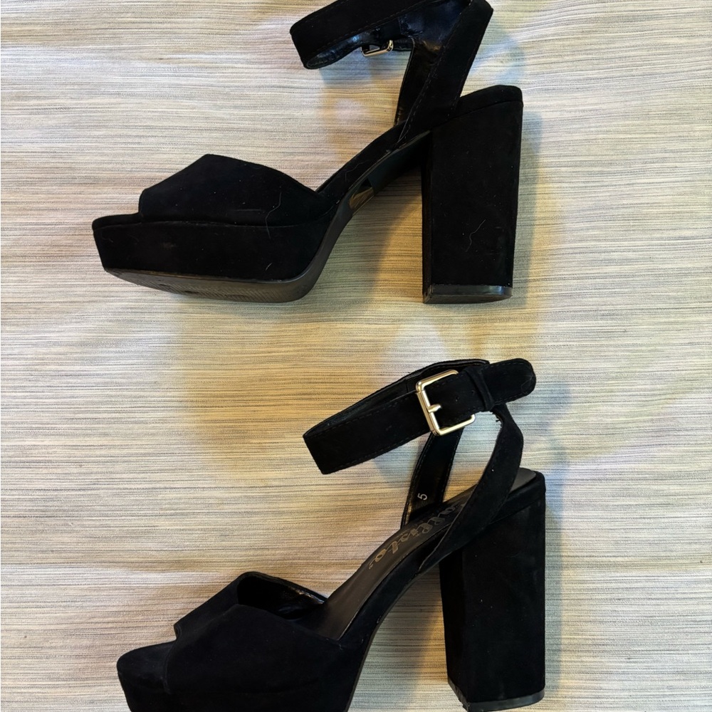 Black Platform Heels with ankle strap